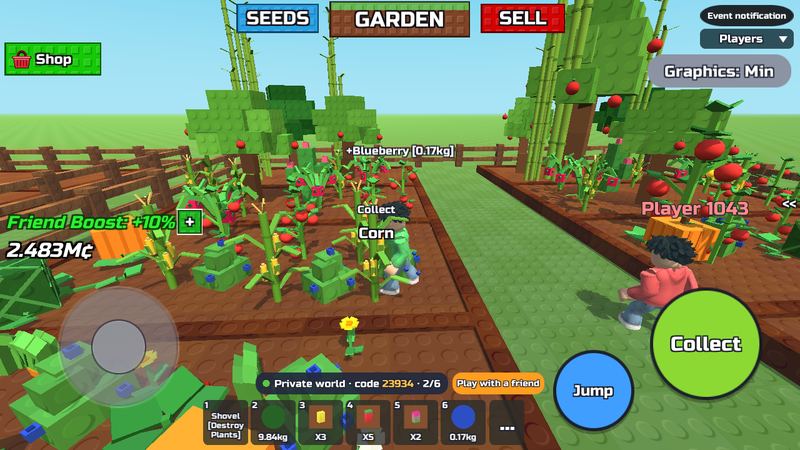 Скриншот игры Обби: Вырасти Сад Онлайн на телефоне (сенсорное управление)
